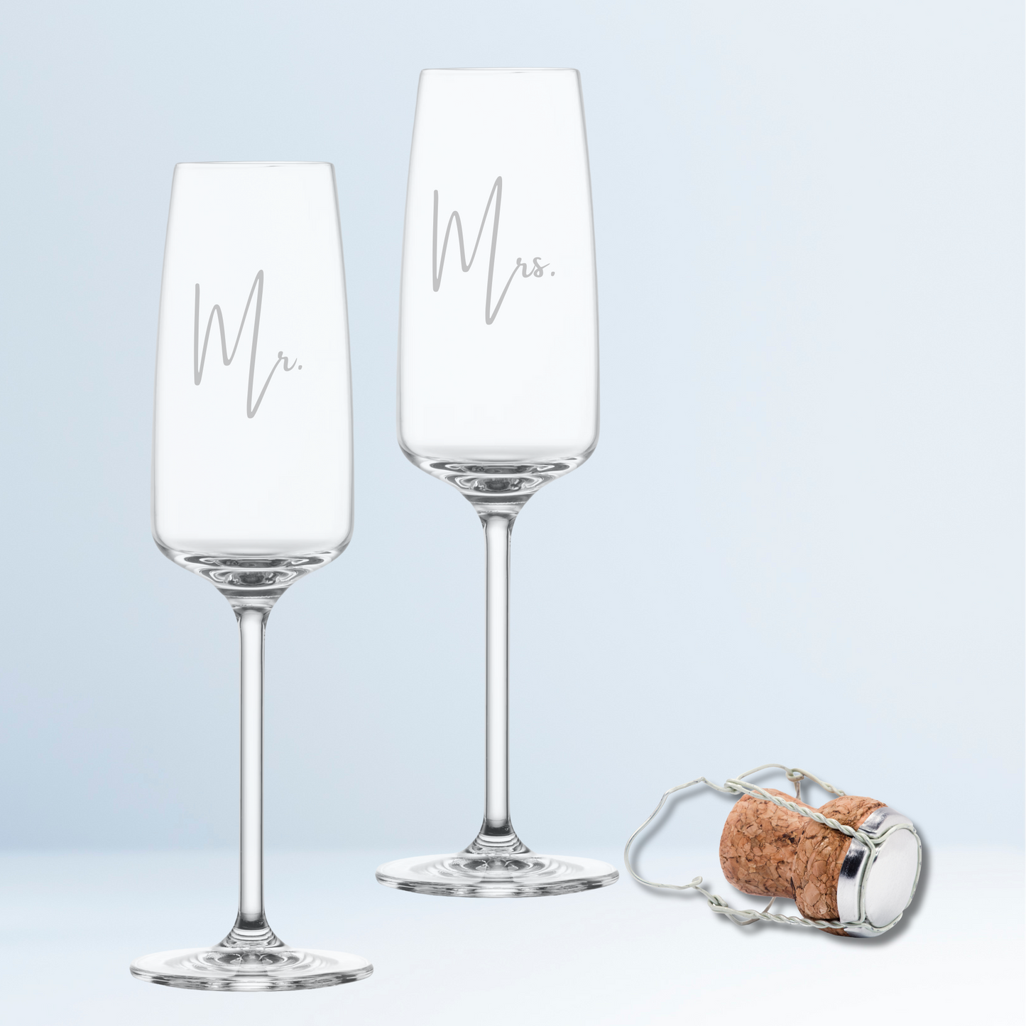 Sektgläser Set 2-teilig – Gravur „Mr. & Mrs.“ – Hochzeitsgläser für Brautpaar
