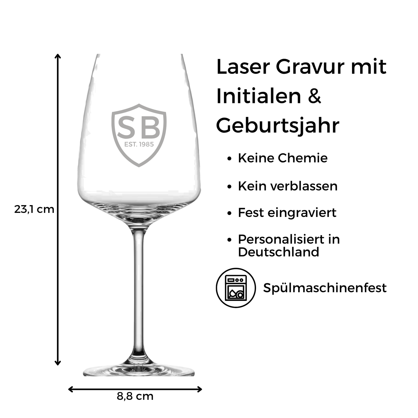 Weinglas mit Gravur – Initialen & Geburtsjahr