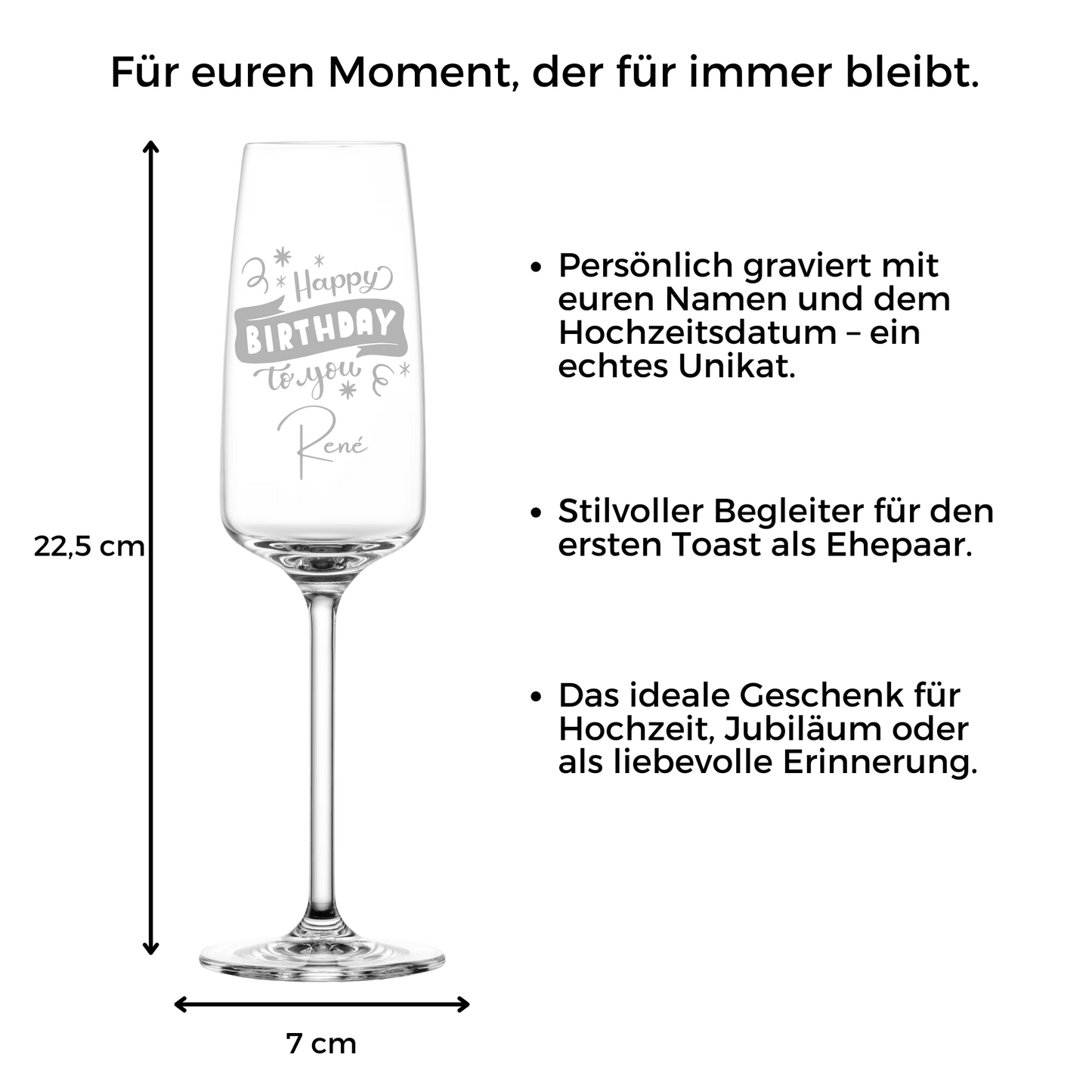 Geburtstags-Sektglas „Happy Birthday to you“ mit Name – Für stilvolles Anstoßen