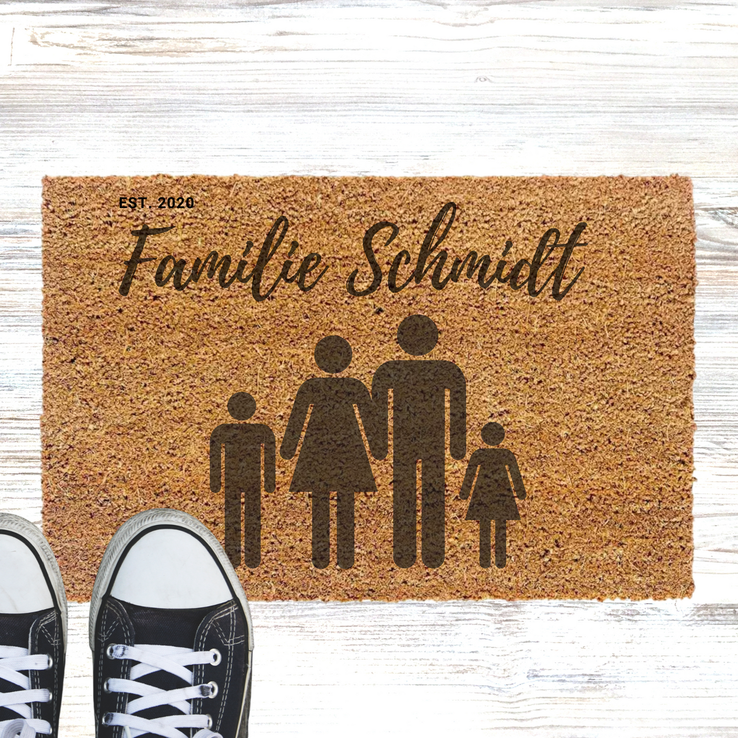 Personalisierte Kokos Fußmatte Familie
