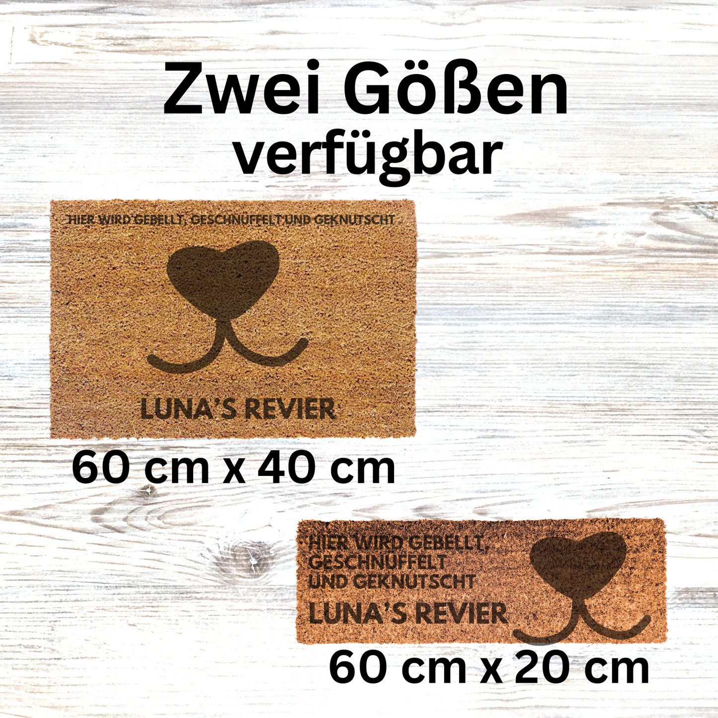 Personalisierte Kokos Fußmatte -"Hundename" Revier