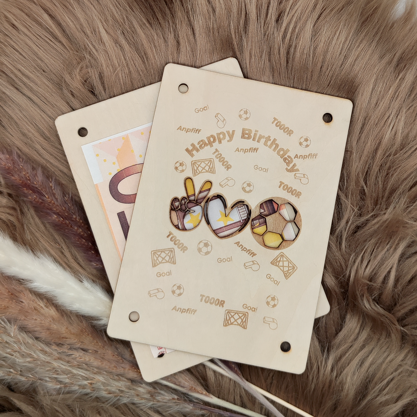 Personalisierte Geldgeschenkkarte aus Holz – Perfekt für den Kindergeburtstag