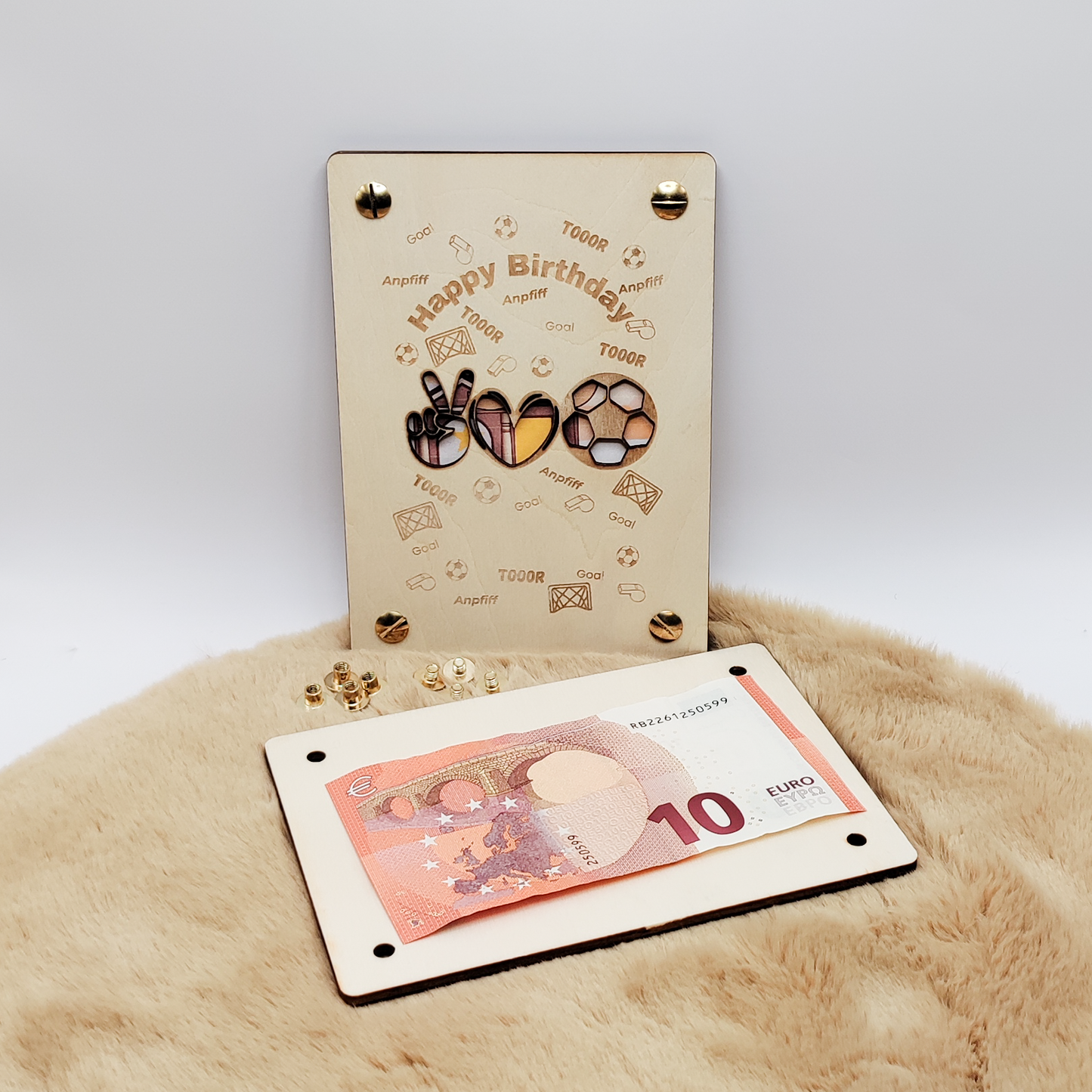 Personalisierte Geldgeschenkkarte aus Holz – Perfekt für den Kindergeburtstag