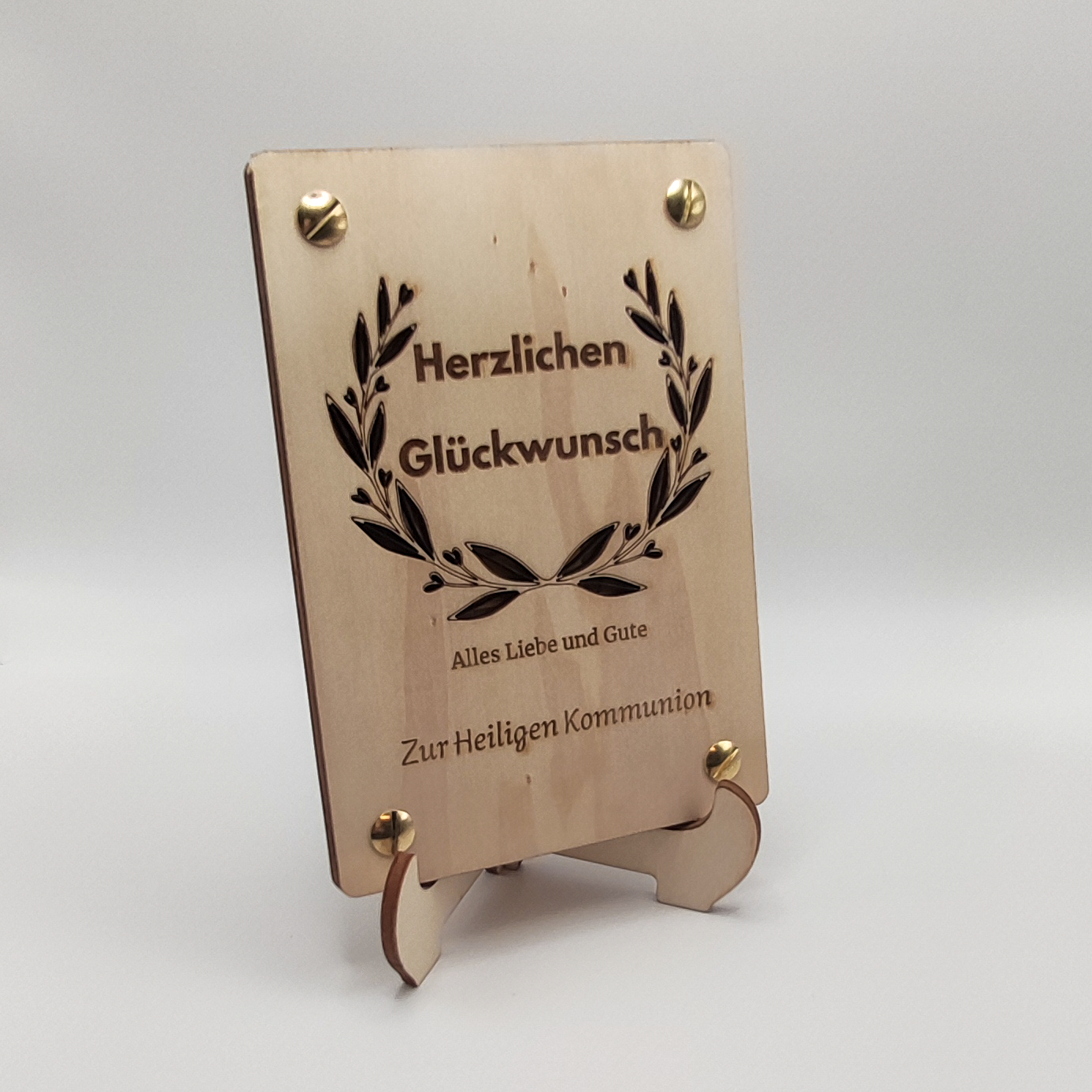 Personalisierte Holz-Geschenkkarte zur Kommunion – Einzigartiges Präsent mit Stil