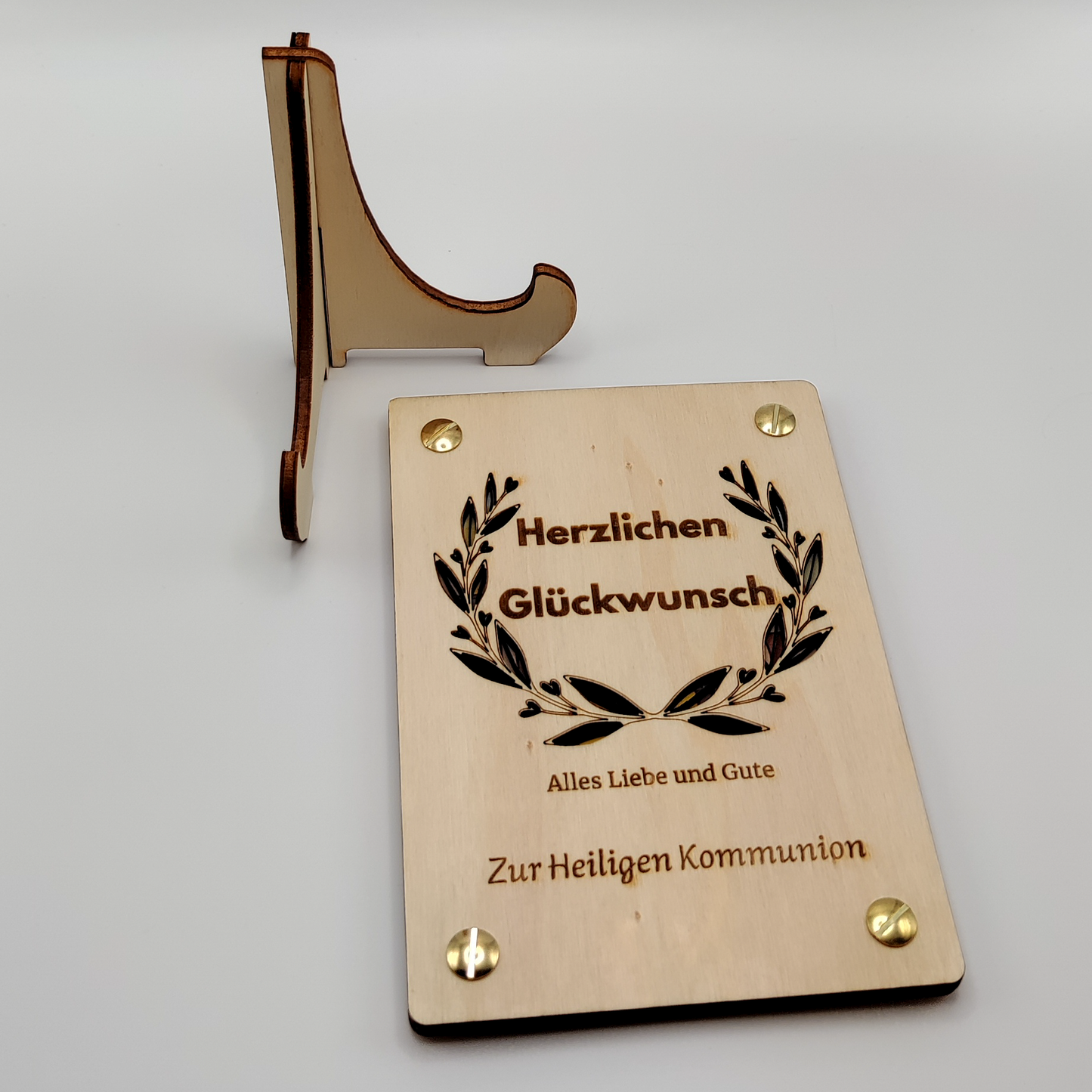 Personalisierte Holz-Geschenkkarte zur Kommunion – Einzigartiges Präsent mit Stil