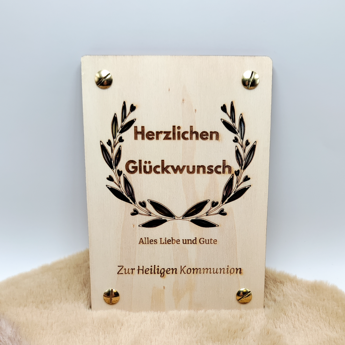 Personalisierte Holz-Geschenkkarte zur Kommunion – Einzigartiges Präsent mit Stil
