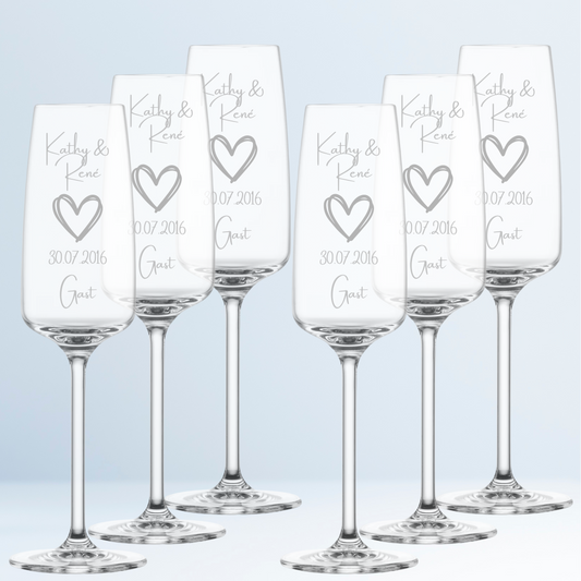 Personalisierte Sektgläser Hochzeit mit Gravur – Platzkarte & Gastgeschenk