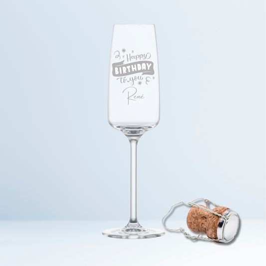 Geburtstags-Sektglas „Happy Birthday to you“ mit Name – Für stilvolles Anstoßen