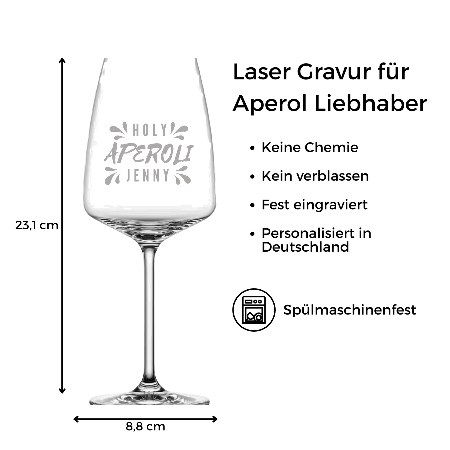 Personalisiertes Weinglas mit Gravur – "Holy Aperoli + Wunschname