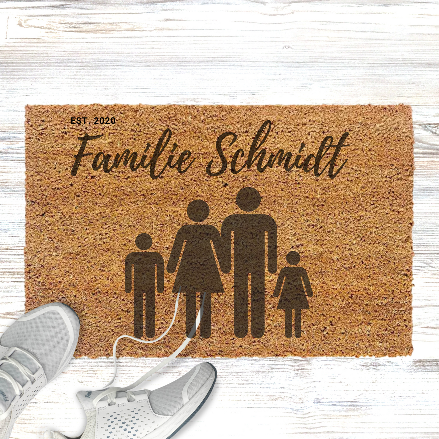 Personalisierte Kokos Fußmatte Familie