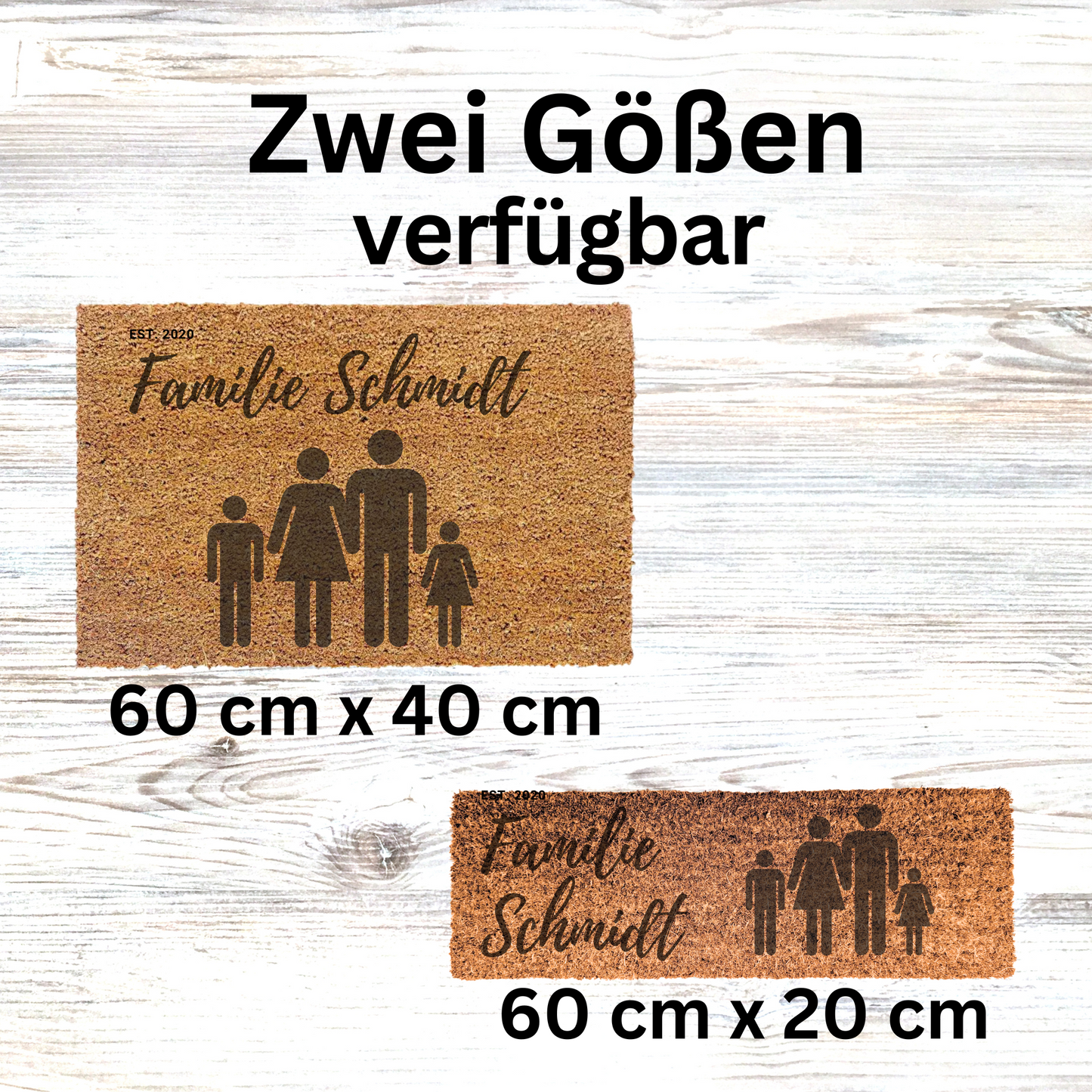 Personalisierte Kokos Fußmatte Familie