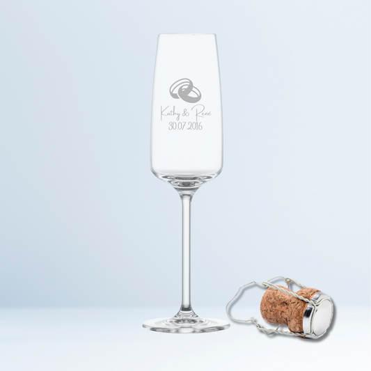 Sektglas mit Gravur – Name & Hochzeitsdatum personalisiert